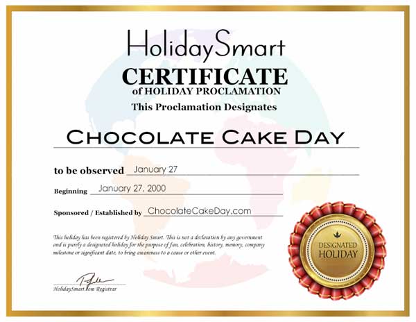 Chocolate Cake Day Designation