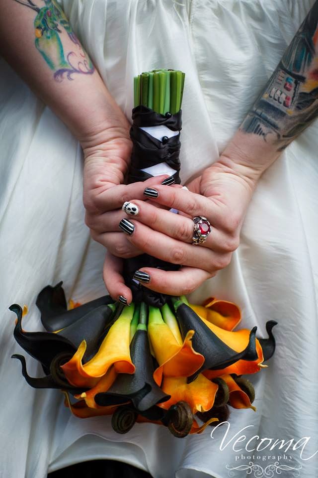 Orange and black flowers